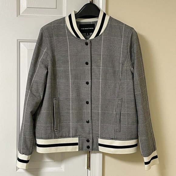 Who What Wear Jackets & Blazers - Who What Wear Plaid Varsity Bomber Jacket